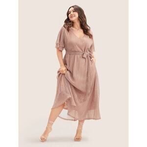 ✨ Plus Size 2X Dress with Ruffled Sleeves Sequins Sparkles & Pockets BloomChic